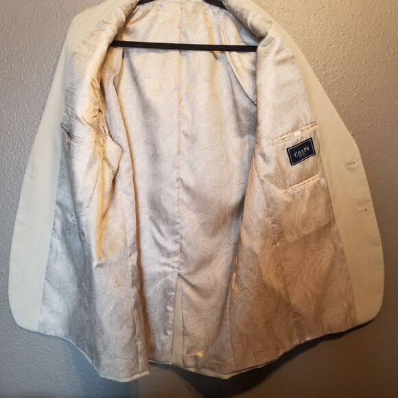 Chaps 44R Suit Set Tan Sport Coat Pants 36x34 2 Button Notch Lapel Classic FLAW - Picture 8 of 13